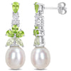 Sofia B. Cultured Freshwater Pearl 2 1/4ct TGW Green Quartz Peridot White Topaz Earrings Sterling Silver