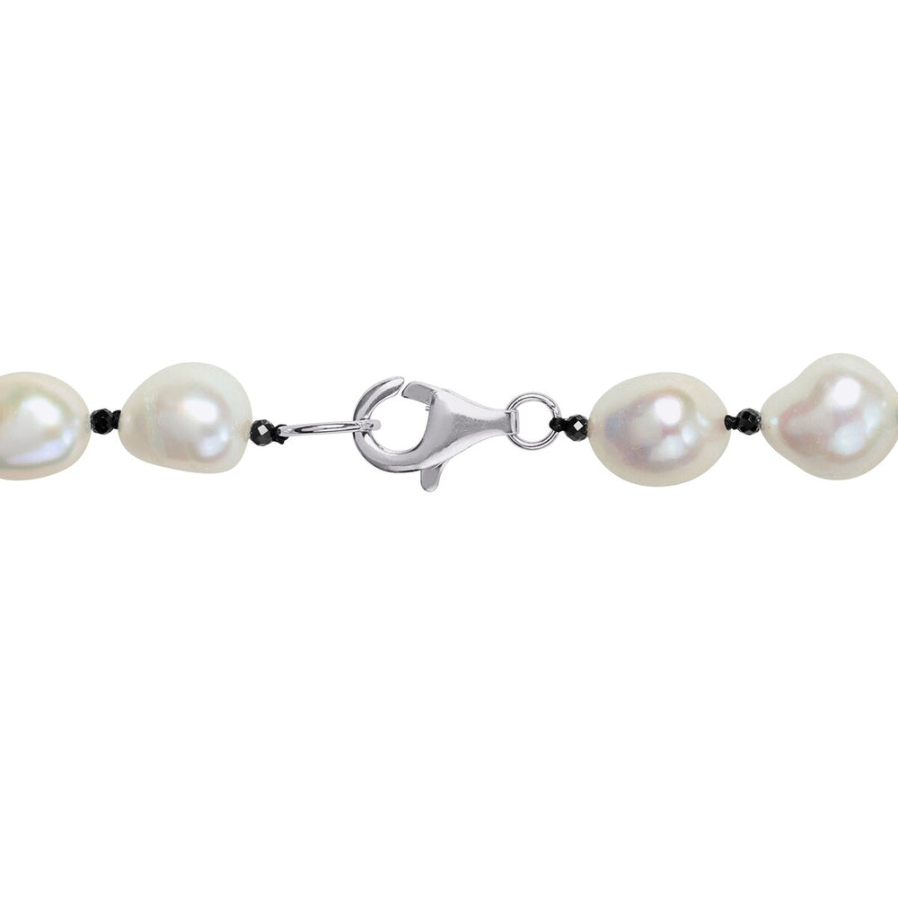 Sofia B. Cultured Freshwater Pearl Black Spinel Beaded Layering Necklace Sterling Silver Clasp