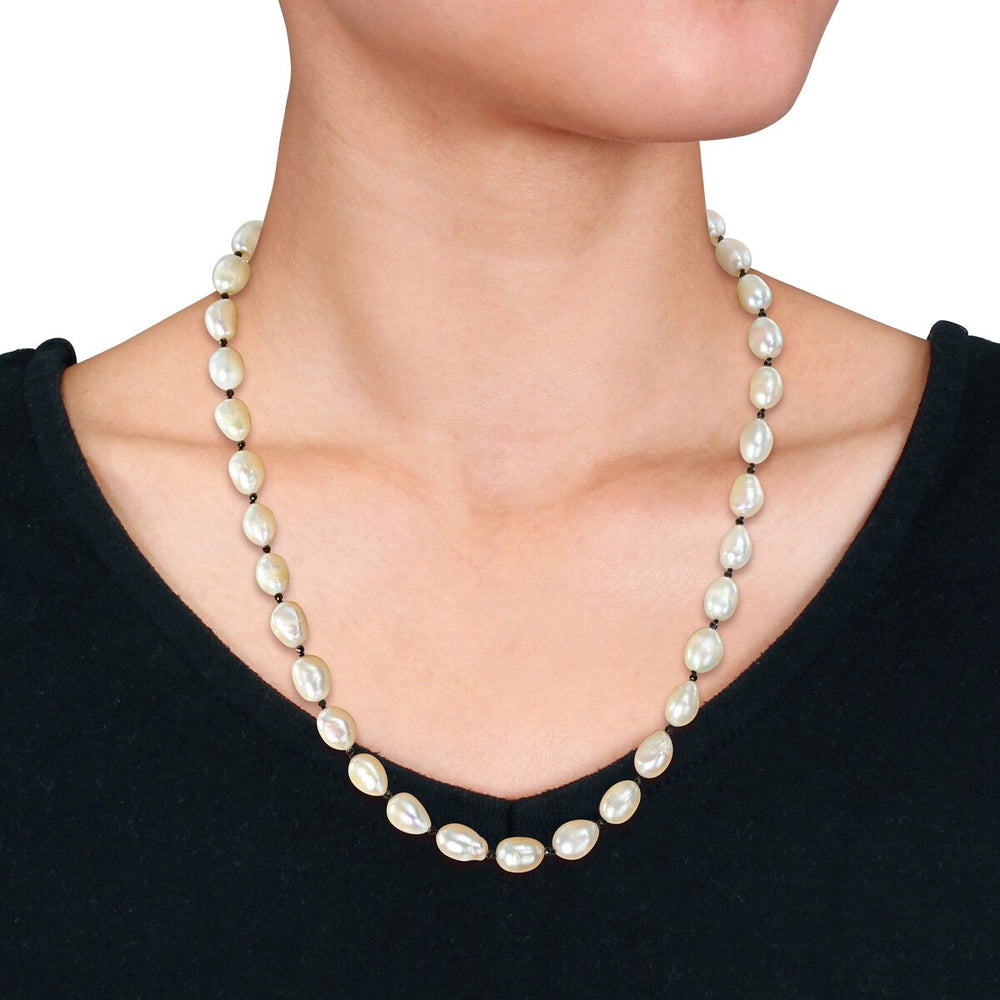 Sofia B. Cultured Freshwater Pearl Black Spinel Beaded Layering Necklace Sterling Silver Clasp