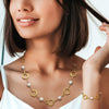 Sofia B. Cultured Freshwater Pearl Circle Chain Jewelry Set Yellow Plated Sterling Silver Necklace