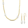 Sofia B. Cultured Freshwater Pearl Curb Link Paperclip Chain Jewelry Set Yellow Silver