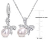 Sofia B. Cultured Freshwater Pearl Diamond Accent Bow Leverback Earrings Necklace Set Sterling Silver