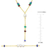 Sofia B. Cultured Freshwater Pearl Multi-Gemstone Necklace Set Yellow Plated Sterling Silver