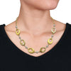 Sofia B. Cultured Freshwater Pearl Oval Disc Station Necklace Bracelet Set Yellow Silver