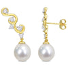 Sofia B. South Sea Cultured Pearl 5/8ct TGW Created White Sapphire Infinity Earrings Yellow Silver