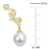 Sofia B. South Sea Cultured Pearl 5/8ct TGW Created White Sapphire Infinity Earrings Yellow Silver