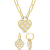 Sofia B. White Cultured Freshwater Pearl 1/10ct TDW Diamond 2-Piece Heart Jewelry Set Yellow Silver