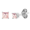 Square 1.80Cttw Morganite Stud Earrings in Sterling Silver