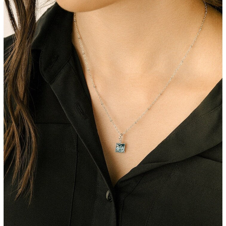 Square Crystal Dainty Pendant Necklace