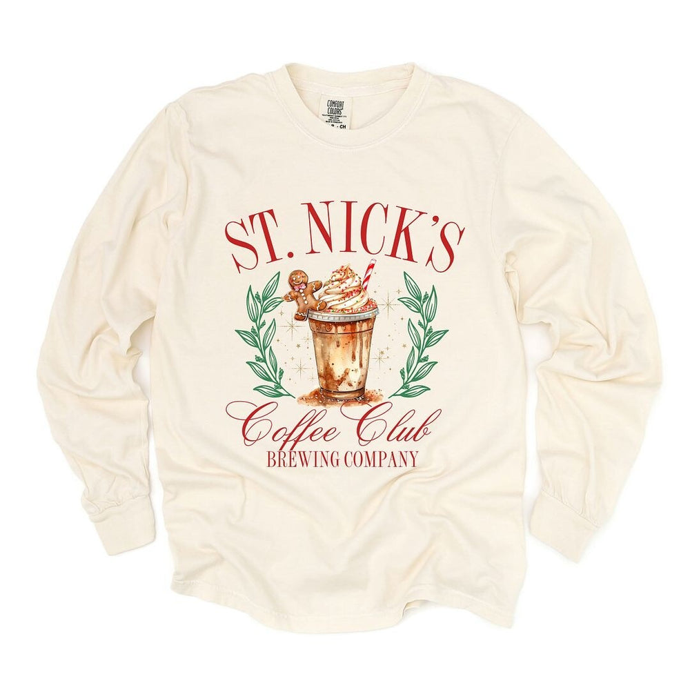 St Nicks Coffee Club Garment Dyed Long Sleeve