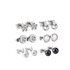 Stainless Steel Flower & Ball Set Of 6 Minimalist Stud Earrings