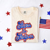 Stars And Stripes Cursive Garment Dyed Tee