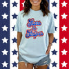 Stars And Stripes Cursive Garment Dyed Tee