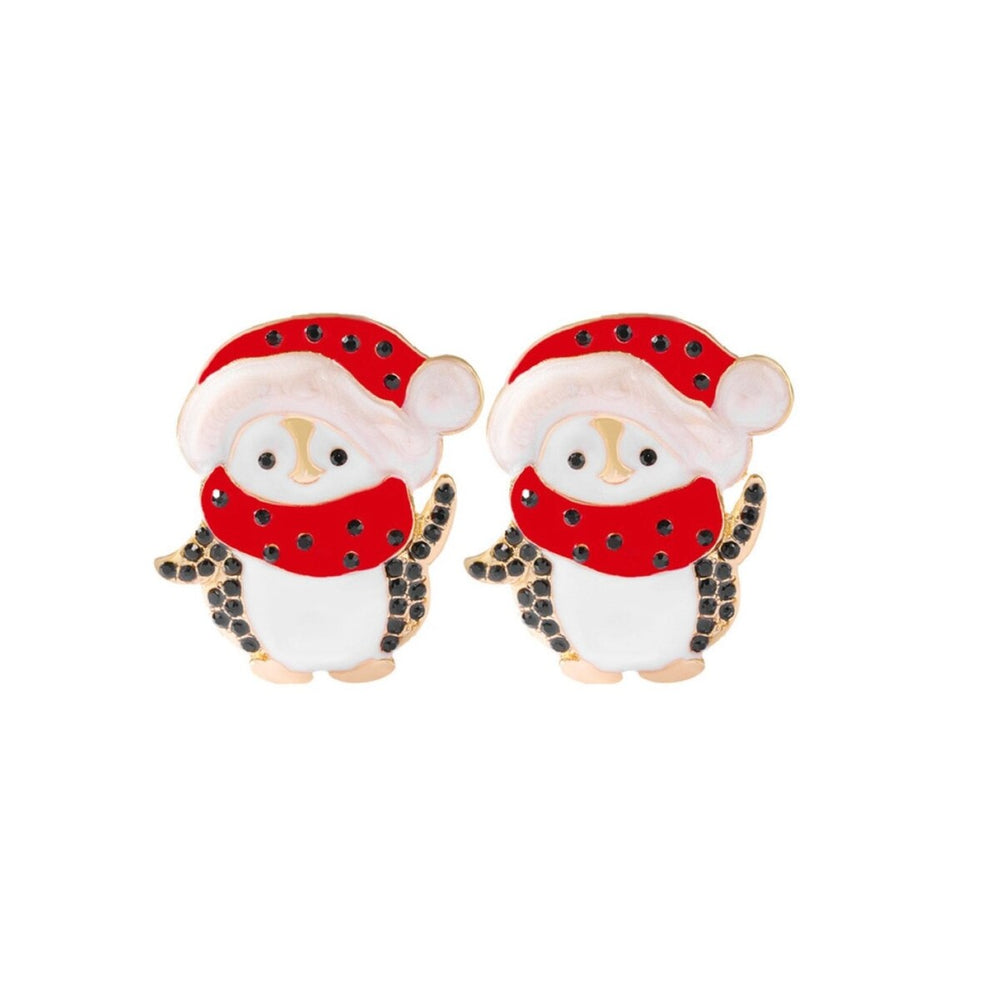 Statement Holiday Penguin Earrings With Crystal Accents