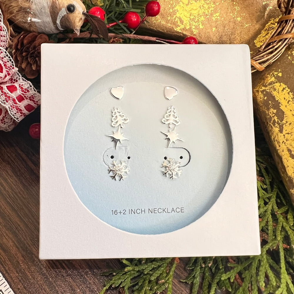 Sterling Silver Holiday Earrings 4-Pair Set