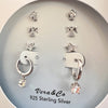 Sterling Silver Holiday Earrings 4-Pair Set