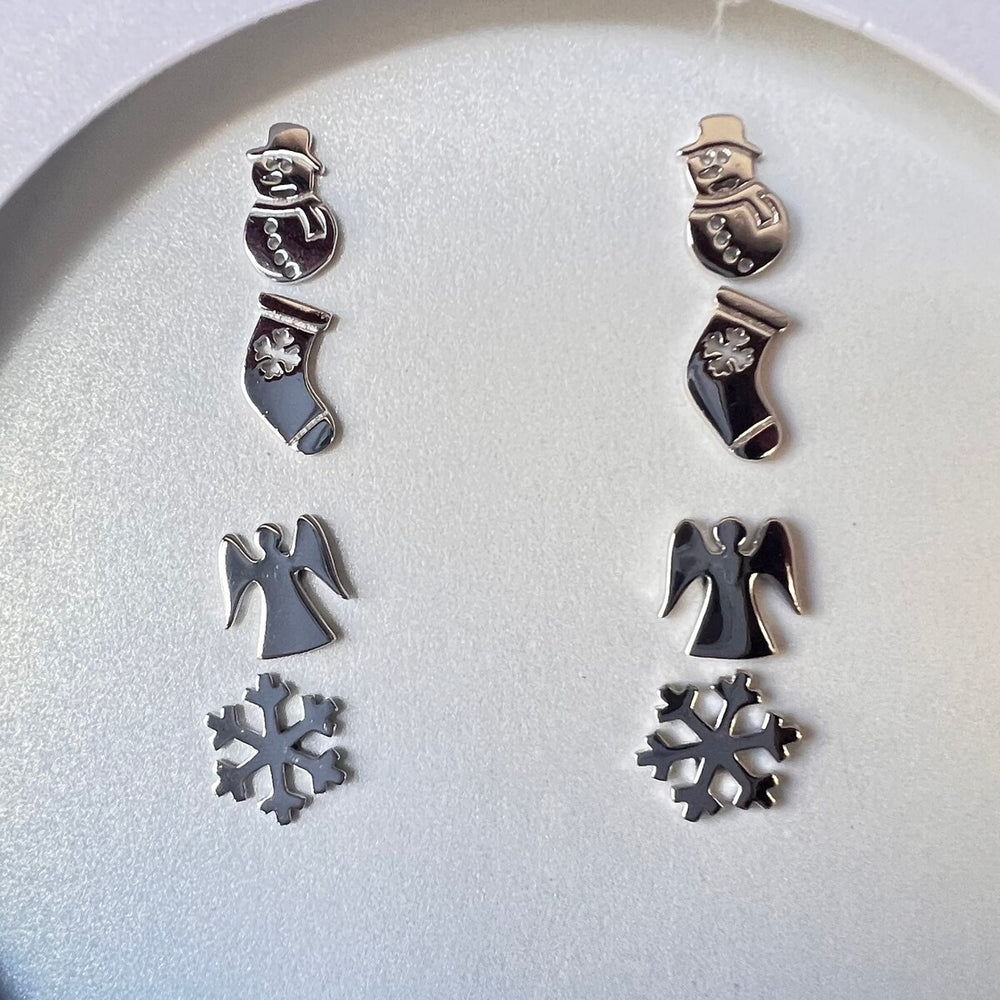 Sterling Silver Holiday Earrings 4-Pair Set