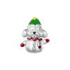 Sterling Silve Red & Green Christmas Dog Charm