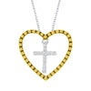 Sterling Silver 0.25CTTW Yellow Diamond & White Diamond Heart Pendant