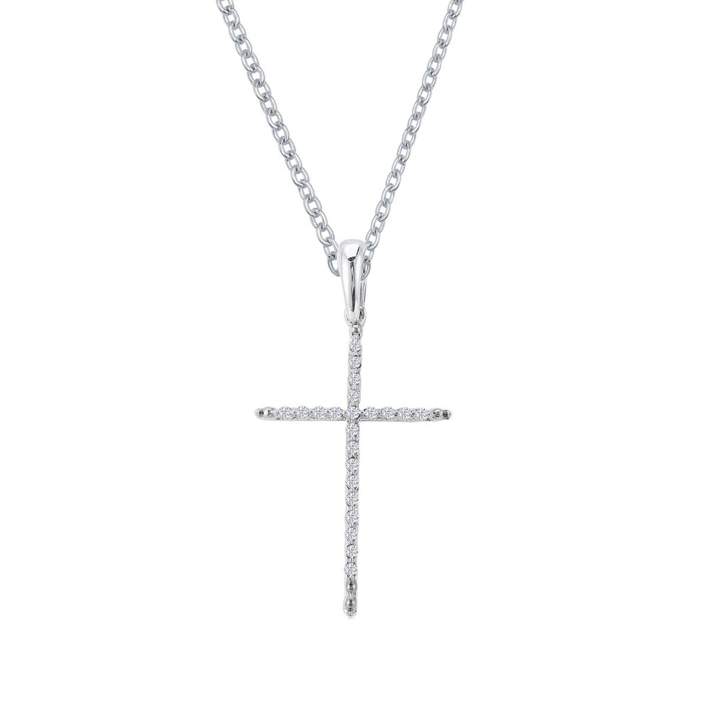 Sterling Silver 0.25Ct Natural White Diamond Cross Pendant