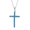 Sterling Silver 0.30Ct Natural Blue Diamond Cross Pendant