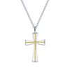 Sterling Silver 0.30cttw Natural Yellow Diamond and White Diamond Cross Pendant