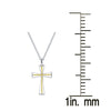 Sterling Silver 0.30cttw Natural Yellow Diamond and White Diamond Cross Pendant