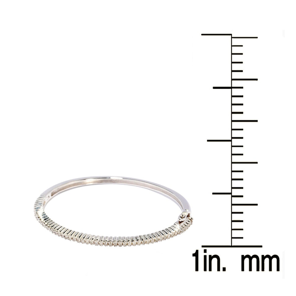 Sterling Silver 0.50 CTTW Real White Diamond Bangle Bracelet