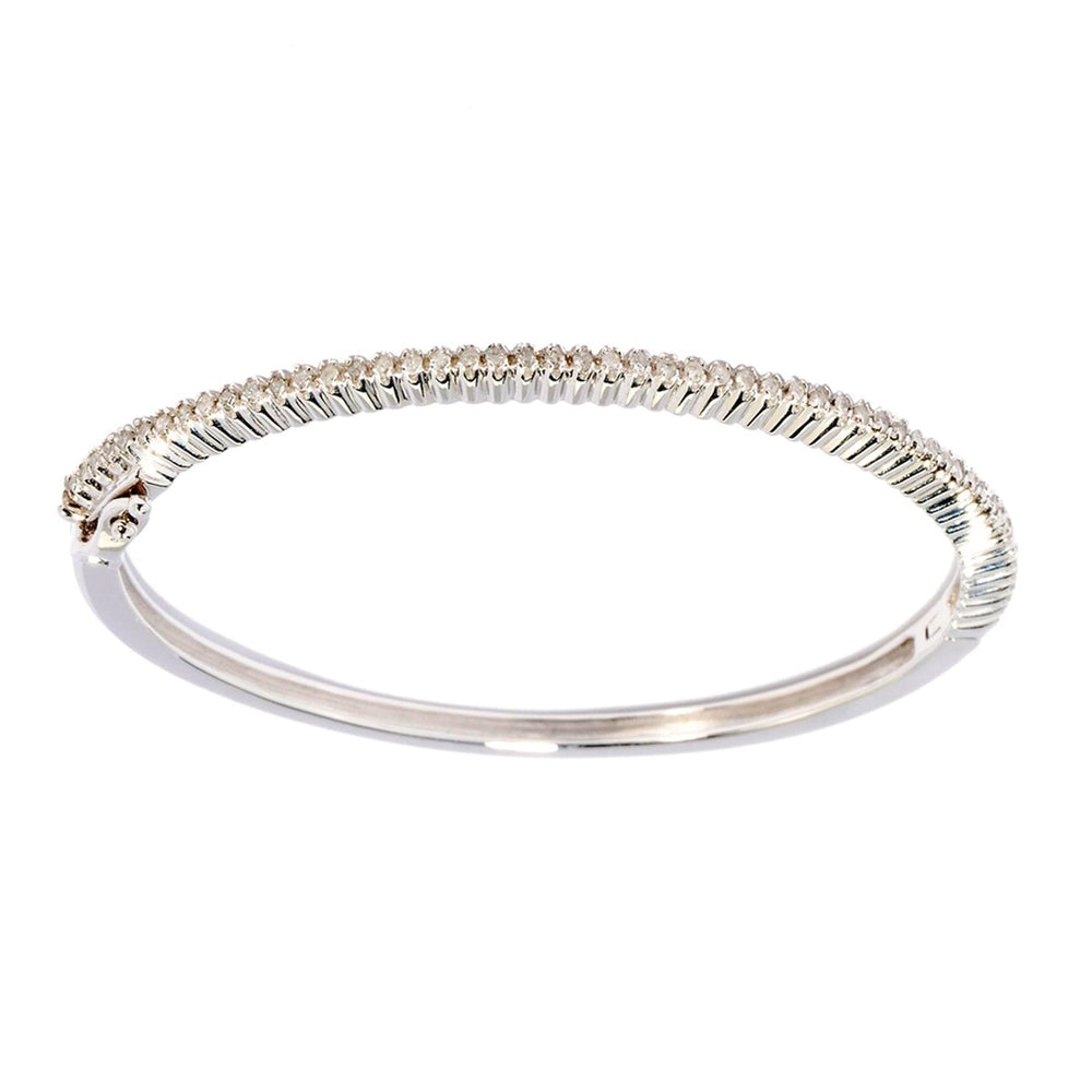 Sterling Silver 0.50 CTTW Real White Diamond Bangle Bracelet