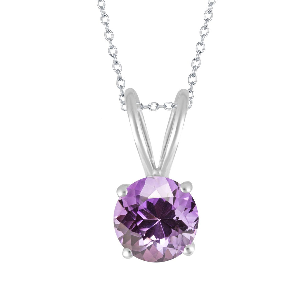 Sterling Silver 0.75Ct Natural Amethyst Solitaire Pendant