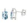 Sterling Silver 0.80CTTW Natural Aquamarine and Diamond Stud Earrings