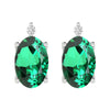 Sterling Silver 0.80Ct Emerald and White Diamond Stud Earrings