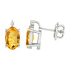 Sterling Silver 0.90CTTW Citrine and White Diamond Stud Earrings