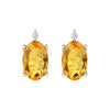 Sterling Silver 0.90CTTW Citrine and White Diamond Stud Earrings