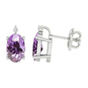 Sterling Silver 0.90Ct Amethyst and White Diamond Stud Earrings