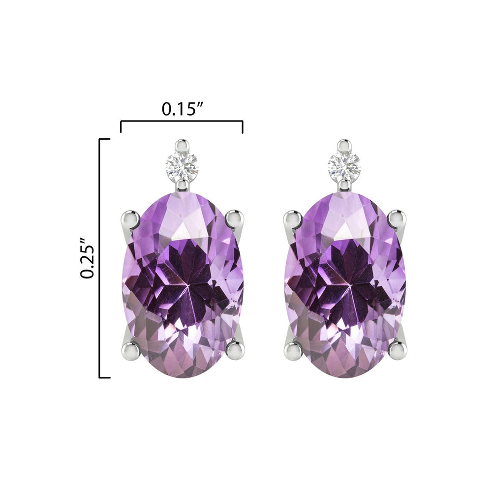 Sterling Silver 0.90Ct Amethyst and White Diamond Stud Earrings