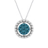 Sterling Silver 1/18 CTTW Natural Blue Diamond Beaded Circle Pendant