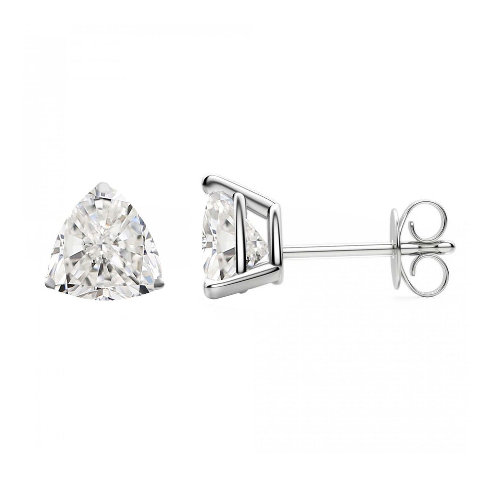 Sterling Silver 1 2/5 Carat Trillion Lab Grown Diamond Stud Earrings