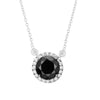 Sterling Silver 1 2/5CTTW Natural Black Diamond and White Topaz Halo Pendant Necklace