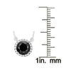 Sterling Silver 1 2/5CTTW Natural Black Diamond and White Topaz Halo Pendant Necklace