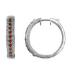 Sterling Silver 1.00 CTTW Natural Red Diamond Hoop Earrings