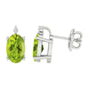 Sterling Silver 1.00ct Natural Peridot and White Diamond Stud Earrings