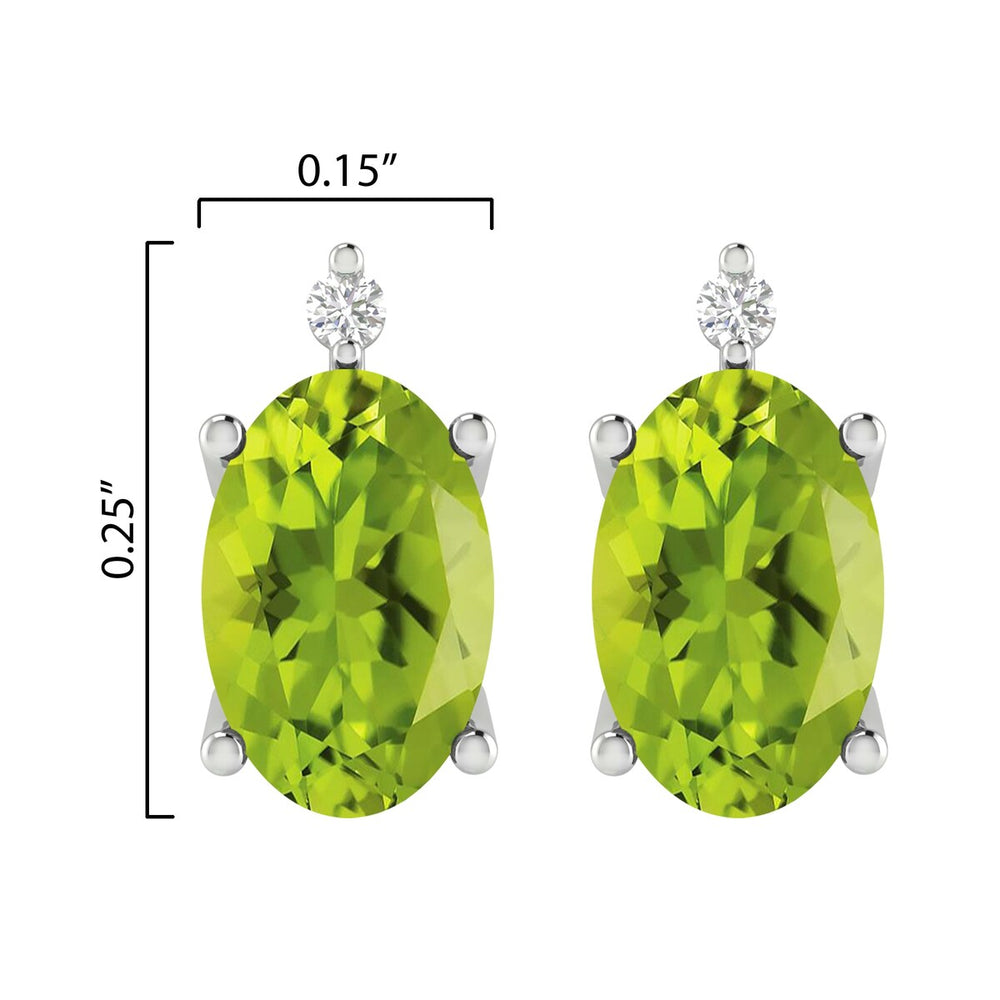 Sterling Silver 1.00ct Natural Peridot and White Diamond Stud Earrings