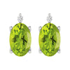 Sterling Silver 1.00ct Natural Peridot and White Diamond Stud Earrings