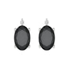 Sterling Silver 1.10Ct Black Spinel and White Diamond Stud Earrings