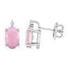 Sterling Silver 1.15Ct Pink opal and White Diamond Stud Earrings