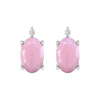 Sterling Silver 1.15Ct Pink opal and White Diamond Stud Earrings