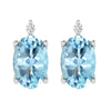 Sterling Silver 1.15Ct Sky Blue Topaz and White Diamond Stud Earrings