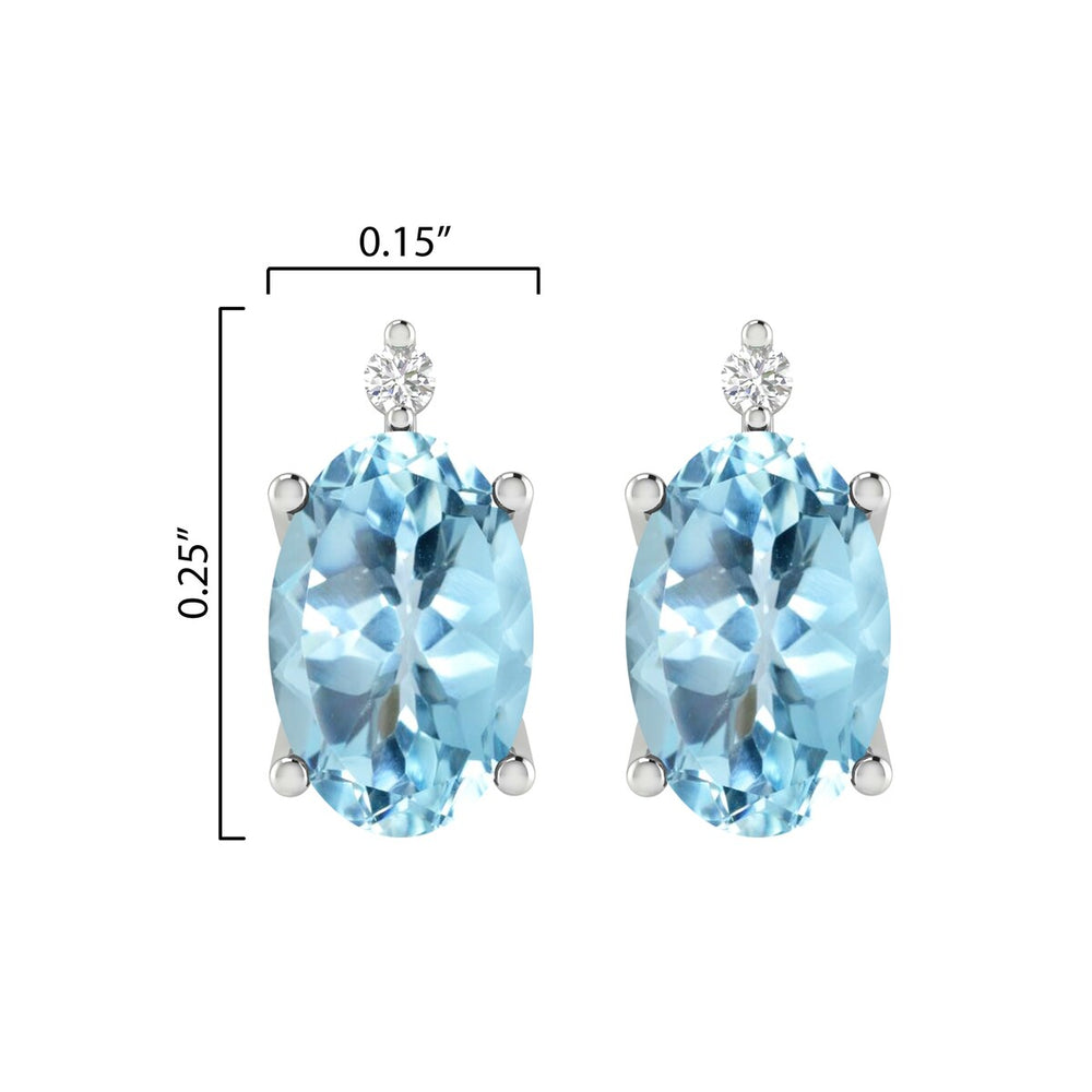 Sterling Silver 1.15Ct Sky Blue Topaz and White Diamond Stud Earrings