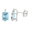 Sterling Silver 1.15Ct Sky Blue Topaz and White Diamond Stud Earrings